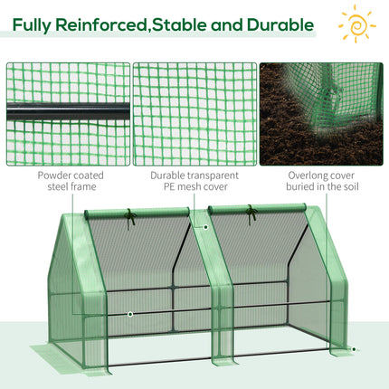 Portable Mini Greenhouse with Steel Frame and PE Cover Garden Tunnel - Green