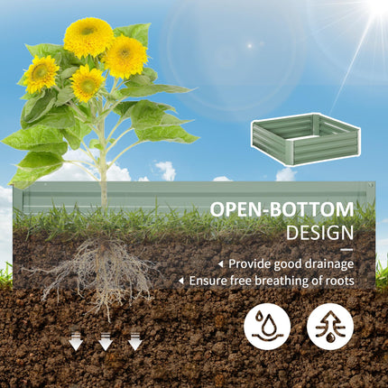 Set of 2 Raised Garden Beds 100x100x30cm Open Bottom Galvanised Planters - Green