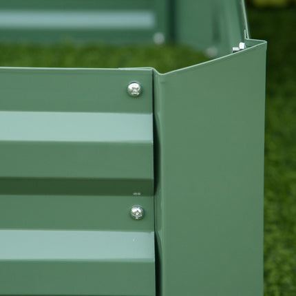 Set of 2 Raised Garden Beds 100x100x30cm Open Bottom Galvanised Planters - Green