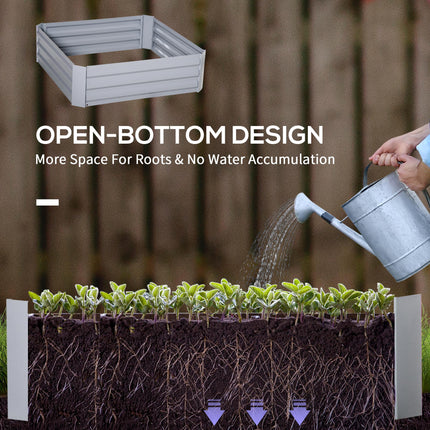 Set of 2 Raised Garden Beds 1m x 1m x 0.3m with Galvanized Steel Frame - Grey