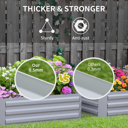 Set of 2 Raised Garden Beds 1m x 1m x 0.3m with Galvanized Steel Frame - Grey