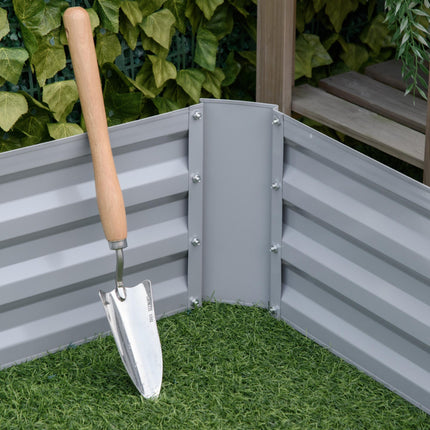 Set of 2 Raised Garden Beds 1m x 1m x 0.3m with Galvanized Steel Frame - Grey
