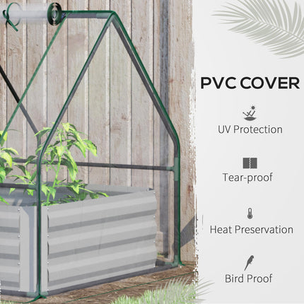 Raised Garden Bed with Greenhouse Cover, Steel Planter Box 127x95x92cm - Grey