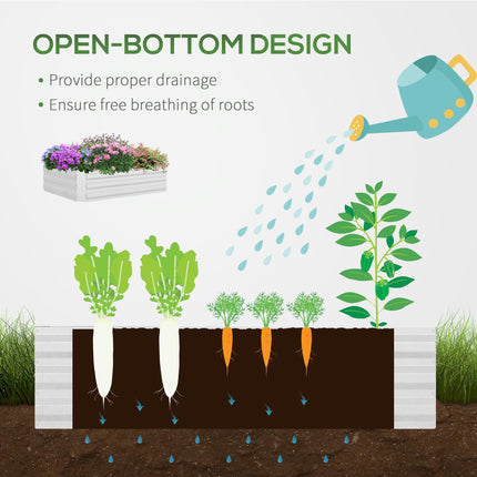 Raised Garden Bed with Greenhouse Cover, Steel Planter Box 127x95x92cm - Grey