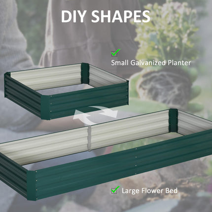 Adjustable Metal Raised Garden Bed Planter Box with Galvanised Steel - Green