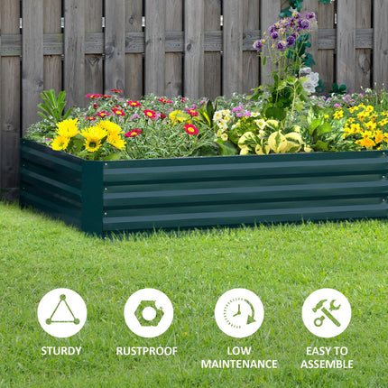 Adjustable Metal Raised Garden Bed Planter Box with Galvanised Steel - Green