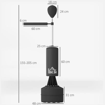 155-205cm 3-IN-1 Freestanding Boxing Punching Bag Stand, Boxing Speed Trainer Wi