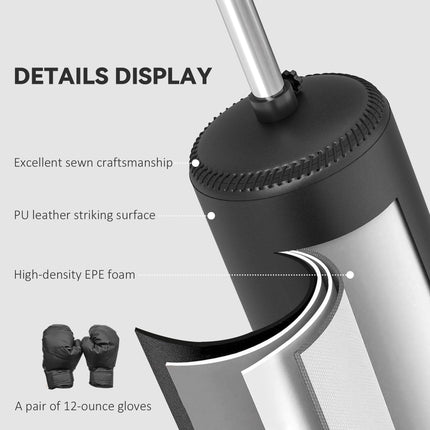 155-205cm 3-IN-1 Freestanding Boxing Punching Bag Stand, Boxing Speed Trainer Wi