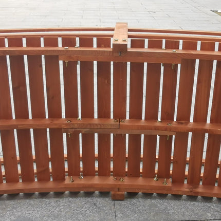 6FT Wooden Garden Bridge with Safety Railings, Classic Arc Footbridge for Stream