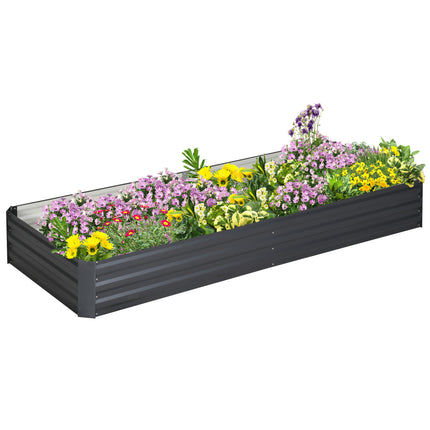 Metal Raised Garden Beds 120x80cm & 241x90.5cm - Grey Galvanised Steel
