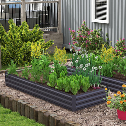 Metal Raised Garden Beds 120x80cm & 241x90.5cm - Grey Galvanised Steel