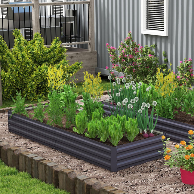 Metal Raised Garden Beds 120x80cm & 241x90.5cm - Grey Galvanised Steel