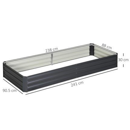 Metal Raised Garden Beds 120x80cm & 241x90.5cm - Grey Galvanised Steel