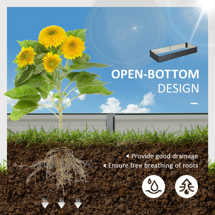Metal Raised Garden Beds 120x80cm & 241x90.5cm - Grey Galvanised Steel