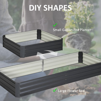 Metal Raised Garden Beds 120x80cm & 241x90.5cm - Grey Galvanised Steel