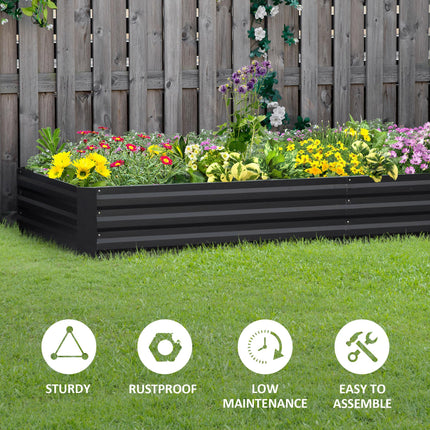 Metal Raised Garden Beds 120x80cm & 241x90.5cm - Grey Galvanised Steel