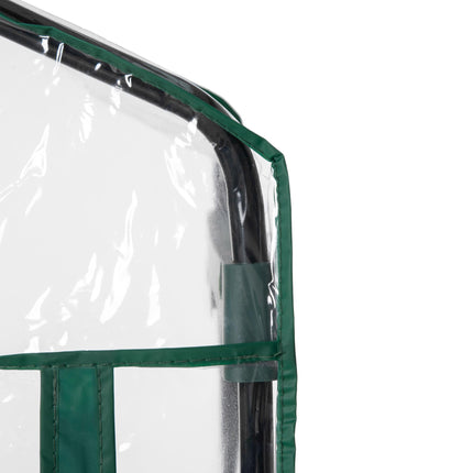 4 Tier Portable Metal Frame Greenhouse with Clear PVC Cover - Green
