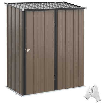 5 x 3 ft Metal Garden Storage Shed with Lockable Door - Brown