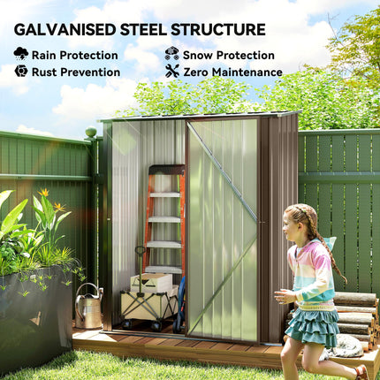 5 x 3 ft Metal Garden Storage Shed with Lockable Door - Brown