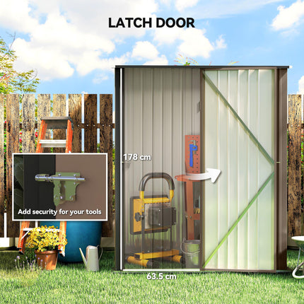 5 x 3 ft Metal Garden Storage Shed with Lockable Door - Brown