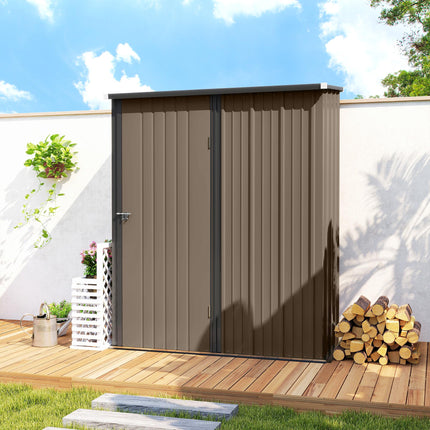 5 x 3 ft Metal Garden Storage Shed with Lockable Door - Brown
