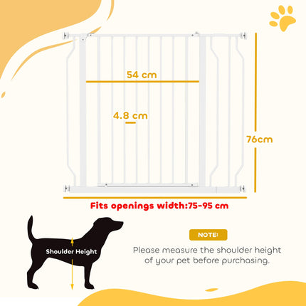 Wide Adjustable Dog Safety Gate with Door for Doorways, Hallways & Staircases - White