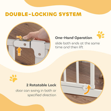 Wide Adjustable Dog Safety Gate with Door for Doorways, Hallways & Staircases - White