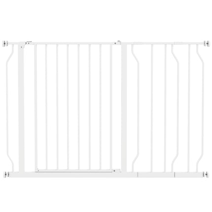 Expandable Pressure-Mounted Dog Gate with Door 75-115cm for Hallways & Staircases - White