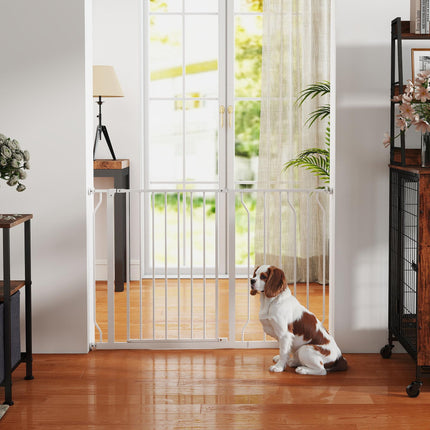 Expandable Pressure-Mounted Dog Gate with Door 75-115cm for Hallways & Staircases - White