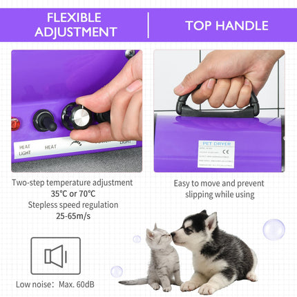 Dog Hair Dryer Pet Grooming Blaster Dryer Blower Adjustable Temperature Speed Wi