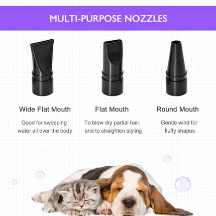 Dog Hair Dryer Pet Grooming Blaster Dryer Blower Adjustable Temperature Speed Wi
