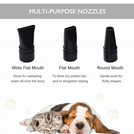 Dog Hair Dryer Pet Grooming Blaster Dryer Blower Adjustable Temperature Speed Wi 1