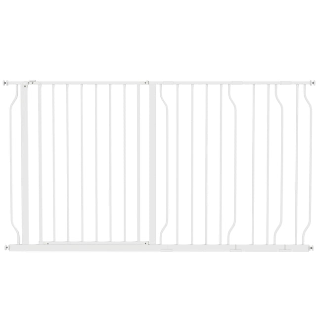Extra Wide Adjustable Dog Gate with Door 76H x 75-145W cm - White