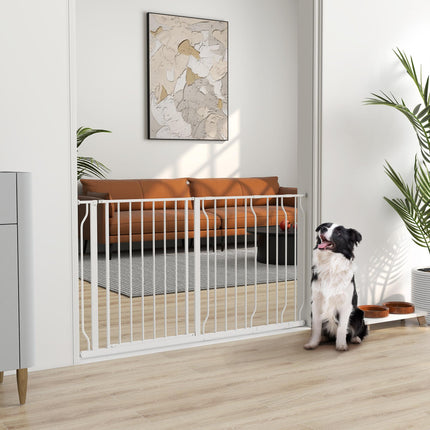 Extra Wide Adjustable Dog Gate with Door 76H x 75-145W cm - White