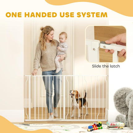 Extra Wide Adjustable Dog Gate with Door 76H x 75-145W cm - White