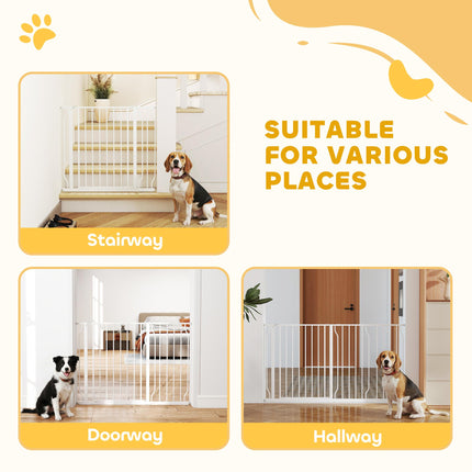 Extra Wide Adjustable Dog Gate with Door 76H x 75-145W cm - White