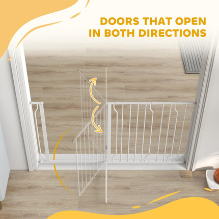 Extra Wide Adjustable Dog Gate with Door 76H x 75-145W cm - White