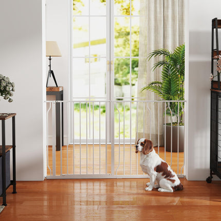 Extra Wide Adjustable Dog Gate with Door 76H x 75-145W cm - White