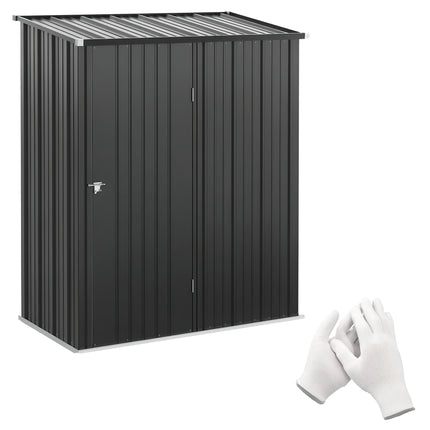 5.3ft x 3.1ft Metal Garden Storage Shed with Single Door - Black