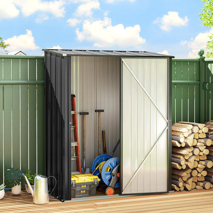 5.3ft x 3.1ft Metal Garden Storage Shed with Single Door - Black