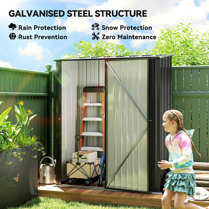 5.3ft x 3.1ft Metal Garden Storage Shed with Single Door - Black