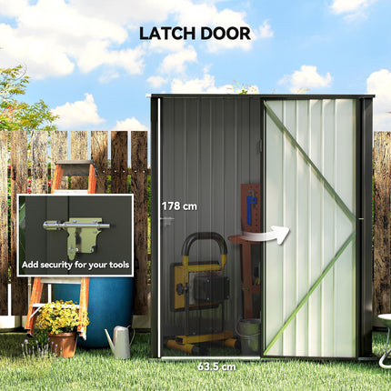 5.3ft x 3.1ft Metal Garden Storage Shed with Single Door - Black