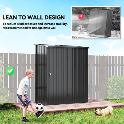 5.3ft x 3.1ft Metal Garden Storage Shed with Single Door - Black