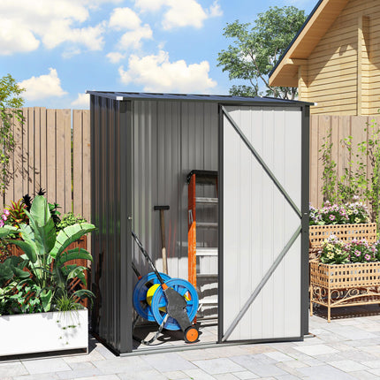 5.3ft x 3.1ft Metal Garden Storage Shed with Single Door - Black