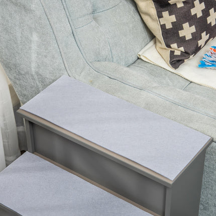 4 Step Wooden Cushioned Pet Stairs with Non-Slip Carpet for Dogs and Cats - Grey