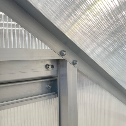 6x4ft Walk-In Lean-To Greenhouse with Polycarbonate Panels and Aluminium Frame - Silver