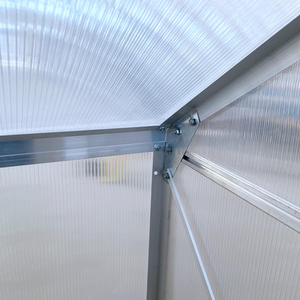 6x4ft Walk-In Lean-To Greenhouse with Polycarbonate Panels and Aluminium Frame - Silver