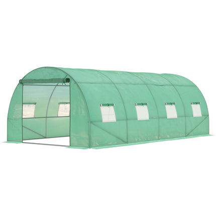 6 x 3 Metre Large Walk-In Polytunnel Greenhouse with Steel Frame - Green