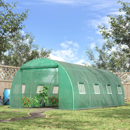 6 x 3 Metre Large Walk-In Polytunnel Greenhouse with Steel Frame - Green