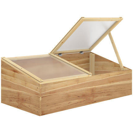 Wooden Cold Frame Greenhouse with Polycarbonate Roof Panels - Natural